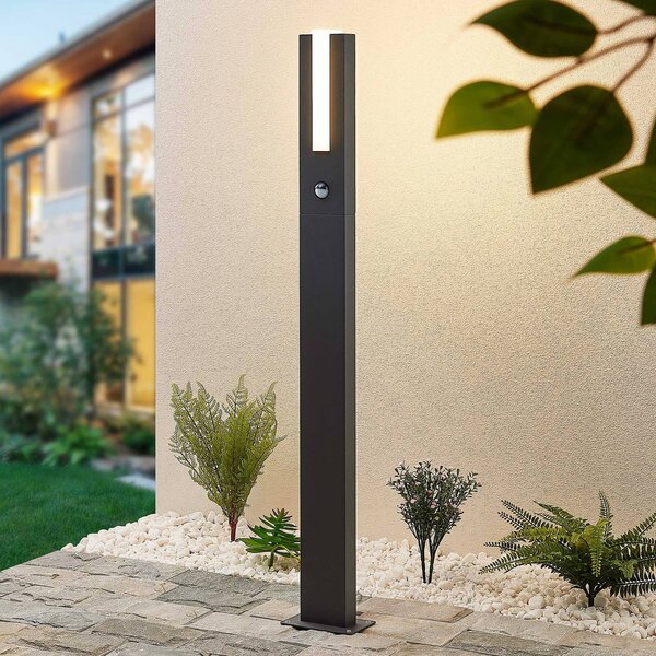 Lucande Virgalia LED kivetítő, mozgásérzékelő, 100cm, IP54, Fekete, Alumínium, Modern