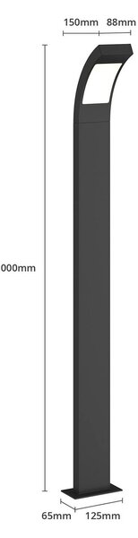 Lucande Juvia LED ösvény lámpa, 100cm, antracit, fém, IP54, Fekete, Alumínium, Modern