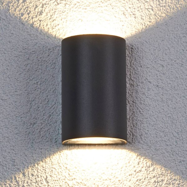 Lucande LED kültéri fali lámpa Jale, 16 cm, antracit, alumínium, Fekete, Alumínium, Modern