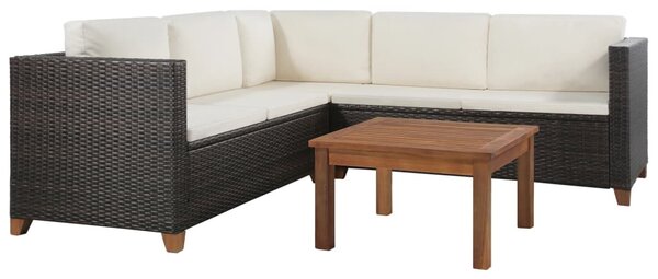 4 részes barna polyrattan kerti ülőgarnitúra párnával