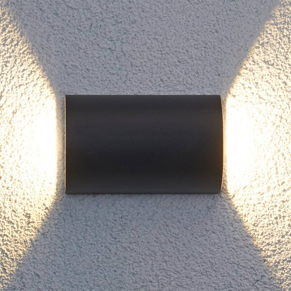 Lucande LED kültéri fali lámpa Jale, 16 cm, antracit, alumínium, Fekete, Alumínium, Modern
