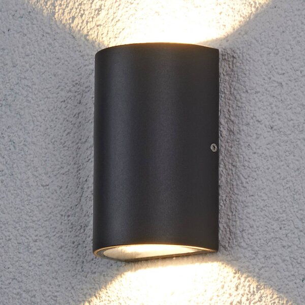 Lucande LED kültéri fali lámpa Jale, 16 cm, antracit, alumínium, Fekete, Alumínium, Modern