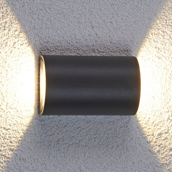 Lucande LED kültéri fali lámpa Jale, 16 cm, antracit, alumínium, Fekete, Alumínium, Modern