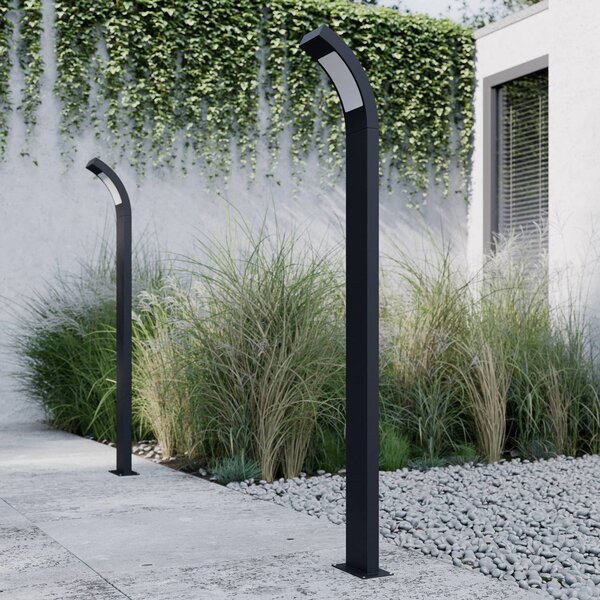 Lucande Juvia LED ösvény lámpa, 100cm, antracit, fém, IP54, Fekete, Alumínium, Modern