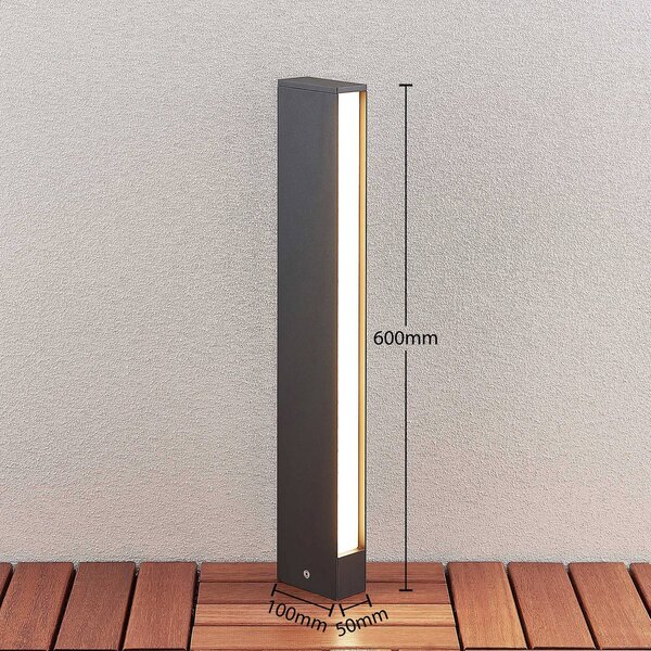 Lucande LED-es útvilágítás Lirka, sötétszürke, fém, 60 cm, Alu / szürke / cink, Alumínium, Modern