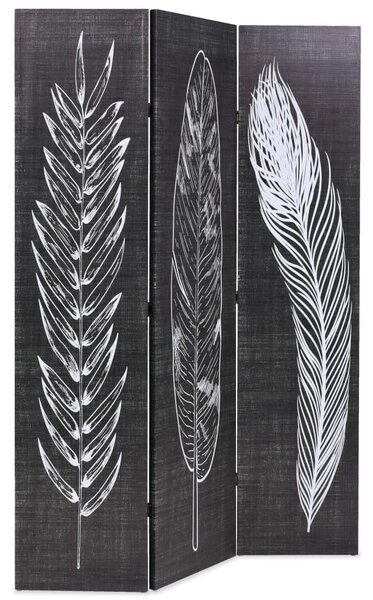 Fekete-fehér toll mintás paraván 120 x 170 cm