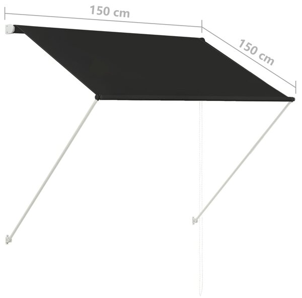Feltekerhető antracitszürke napellenző 150 x 150 cm