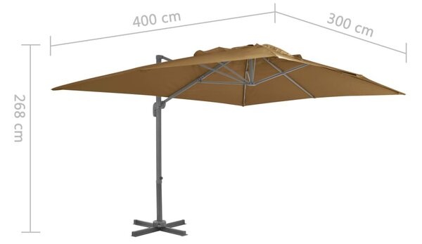 Konzolos kerti napernyő alumínium rúddal 400 x 300 cm bézs