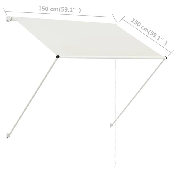 Feltekerhető krémszínű napellenző 150 x 150 cm