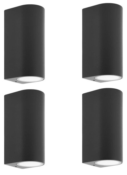 PRIOS Prios kültéri fali lámpa Tetje, fekete, kerek, 16 cm, 4 darabos szett, dimmelhető, Fekete, Alumínium, Modern