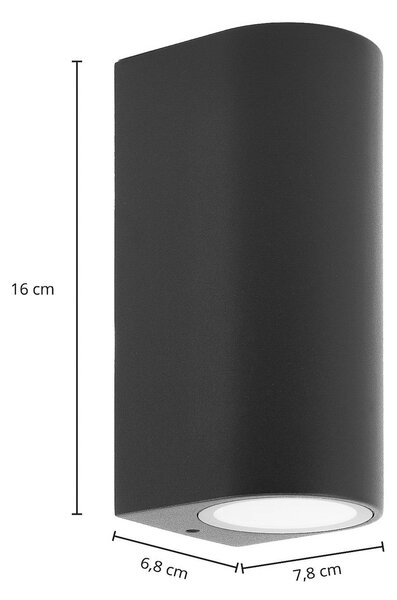 PRIOS Prios kültéri fali lámpa Tetje, fekete, kerek, 16 cm, 4 darabos szett, dimmelhető, Fekete, Alumínium, Modern