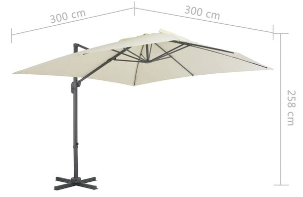 Konzolos kerti napernyő alumínium rúddal 300 x 300 cm homokszínű