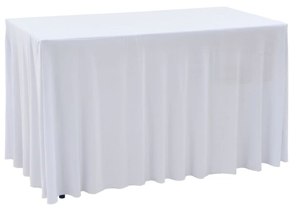 2 darab fehér sztreccs asztalszoknya 120 x 60,5 x 74 cm