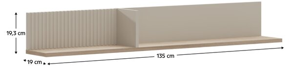 Fali polc 135, szürkésbarna Taupe/silverjack tölgy, DOMCA