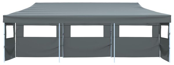 Antracitszürke összecsukható rendezvénysátor 5 oldalfallal 870x291x315 cm