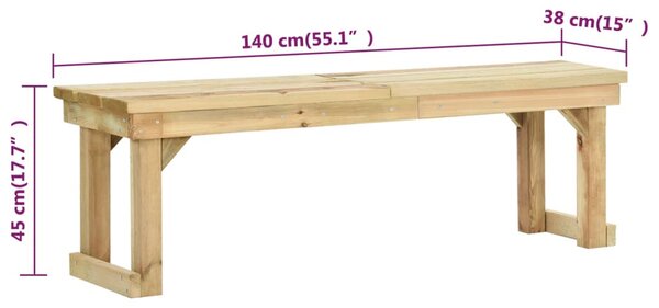 Impregnált fenyőfa kerti pad 140 cm
