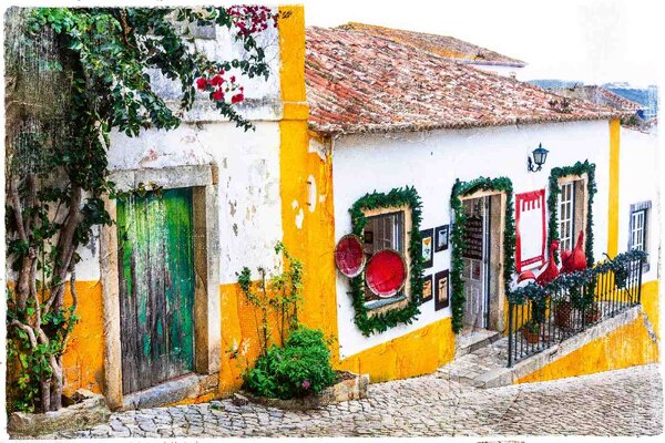 Nem szőtt fotótapéta obidos óvárosa 375 x 250 cm