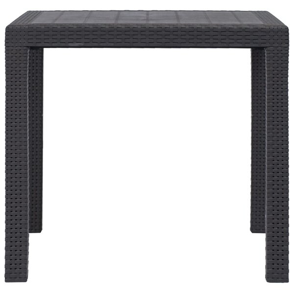 Barna rattan küllemű műanyag kerti asztal 79 x 79 x 72 cm