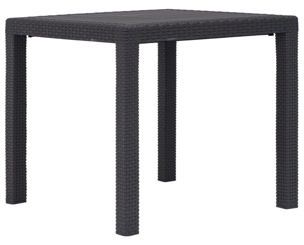 Barna rattan küllemű műanyag kerti asztal 79 x 79 x 72 cm