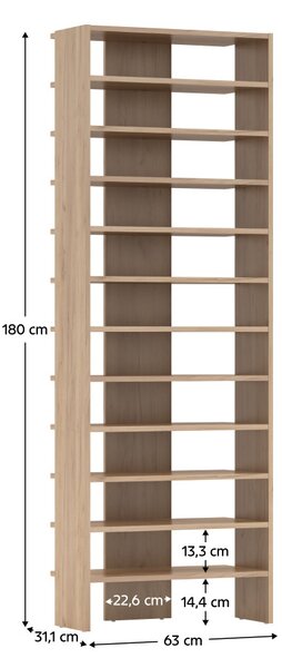 Magas polcállvány/cipőtartó, artisan tölgy, OSKI
