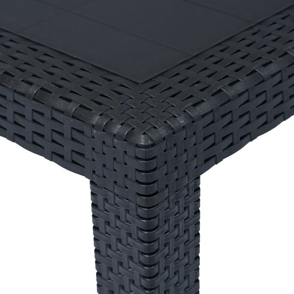 Antracit rattan hatású műanyag kerti asztal 220 x 90 x 72 cm