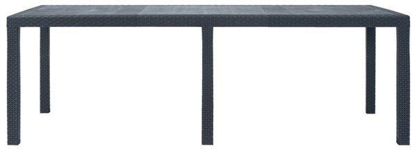 Antracit rattan hatású műanyag kerti asztal 220 x 90 x 72 cm