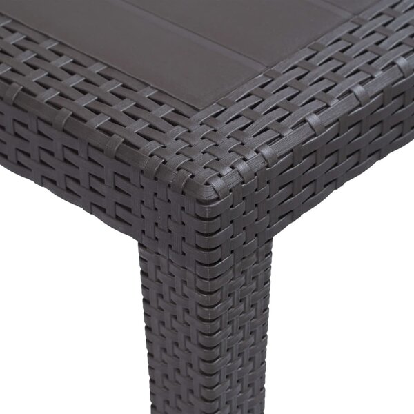 Barna rattan küllemű műanyag kerti asztal 79 x 79 x 72 cm