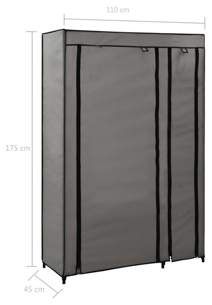 Szürke összecsukható szövet ruhásszekrény 110 x 45 x 175 cm