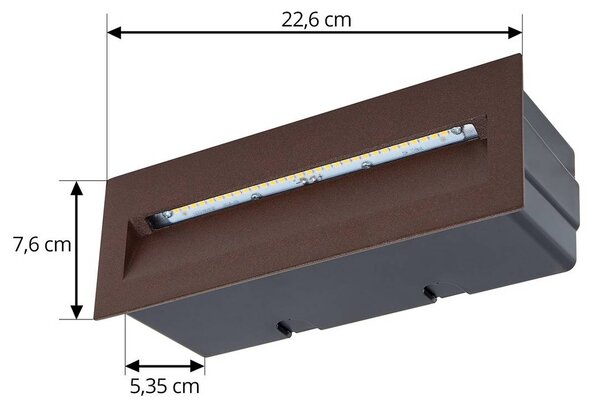 Lucande LED-es fali lámpa Loya, 23 x 8 cm, rozsda, IP54, Barna / rozsda, Alumínium, Modern