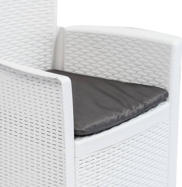 VidaXL 2 db fehér rattan hatású műanyag kerti szék párnával