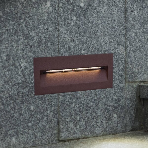 Lucande LED-es fali lámpa Loya, 23 x 8 cm, rozsda, IP54, Barna / rozsda, Alumínium, Modern