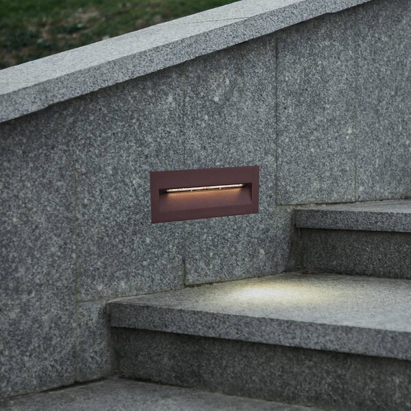 Lucande LED-es fali lámpa Loya, 23 x 8 cm, rozsda, IP54, Barna / rozsda, Alumínium, Modern
