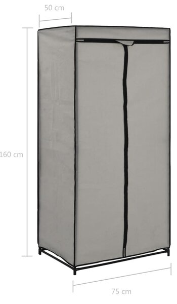 Szürke ruhásszekrény 75 x 50 x 160 cm