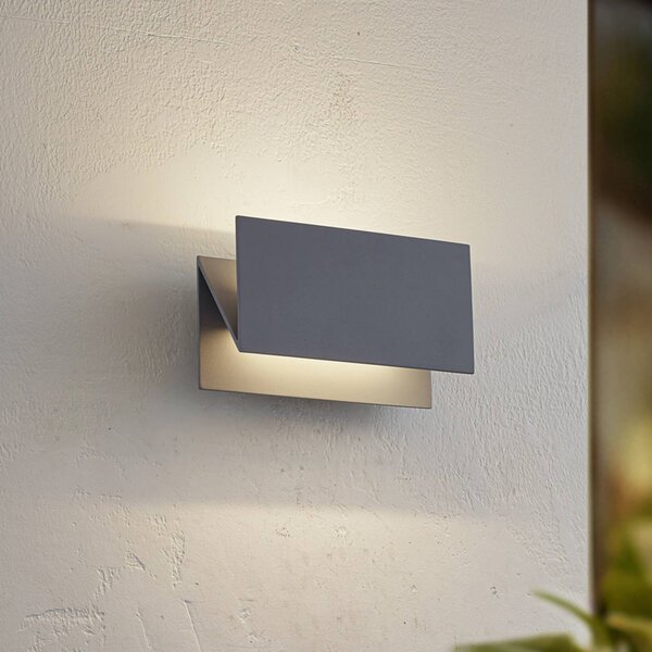 Lucande Meja LED kültéri fali világítás, szürke, fém, 27 cm, IP54, Alu / szürke / cink, Modern