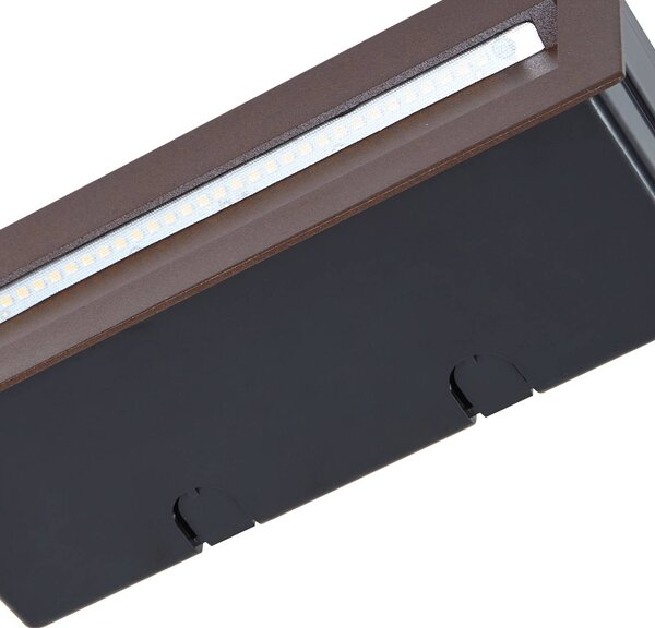 Lucande LED-es fali lámpa Loya, 23 x 8 cm, rozsda, IP54, Barna / rozsda, Alumínium, Modern