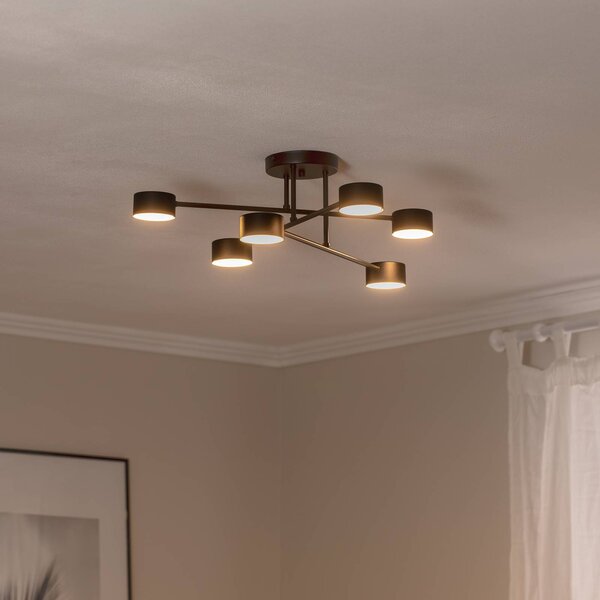 EMIBIG LIGHTING Mennyezeti világítás Modus 6, acél, 6 izzós, GX53, fekete, dimmelhető, Fekete, Nappali / Étkező, fém, Modern