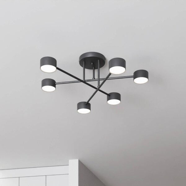 EMIBIG LIGHTING Mennyezeti világítás Modus 6, acél, 6 izzós, GX53, fekete, dimmelhető, Fekete, Nappali / Étkező, fém, Modern