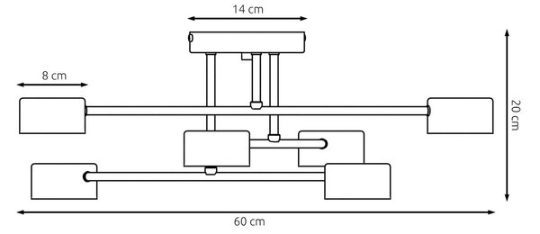 EMIBIG LIGHTING Mennyezeti világítás Modus 6, acél, 6 izzós, GX53, fekete, dimmelhető, Fekete, Nappali / Étkező, fém, Modern