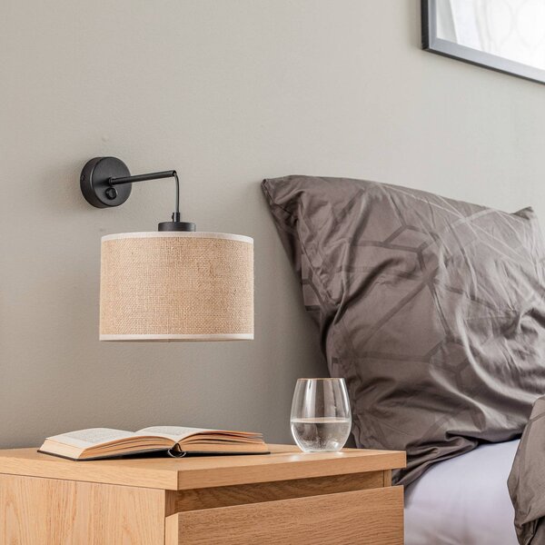 TK Lighting Juta fali világítás, 1 izzós, dimmelhető, Nappali / Étkező, Textil / szövet / selyem