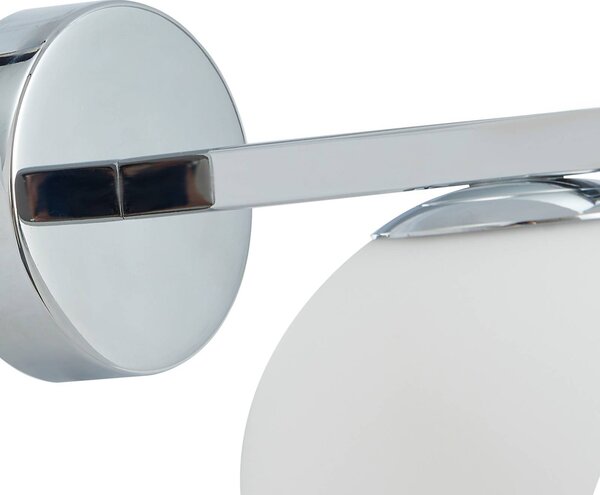 Lucande fali lámpa Bidolo, króm színű, üveg, Ø 12 cm, IP44, dimmelhető, Króm / ezüst, Fürdőszoba, fém