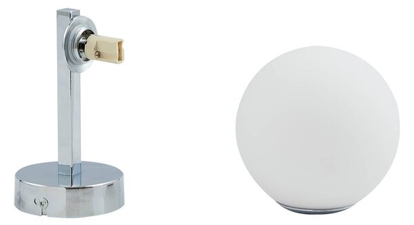 Lucande fali lámpa Bidolo, króm színű, üveg, Ø 12 cm, IP44, dimmelhető, Króm / ezüst, Fürdőszoba, fém