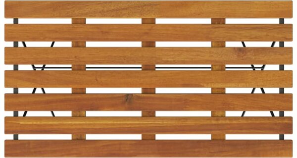 Tömör akácfa és acél összecsukható bisztróasztal 100x54x71 cm (319971)