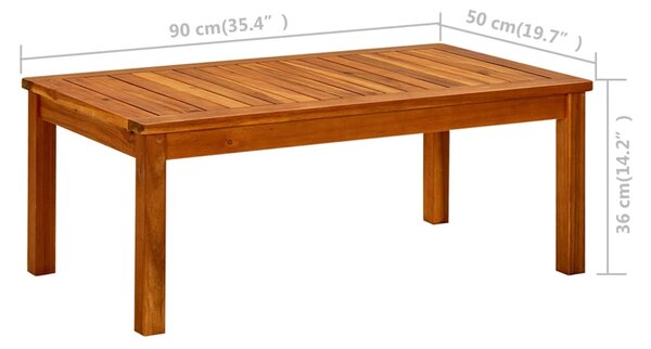 Tömör akácfa kerti dohányzóasztal 90 x 50 x 36 cm (316400)