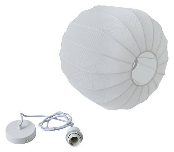 Lindby függőlámpa Helin, fehér, Ø 35 cm, anyagból készült, dimmelhető, Fehér / opál, Nappali / Étkező, Textil / szövet / selyem, Modern
