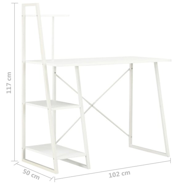 Fehér íróasztal polcrendszerrel 102 x 50 x 117 cm