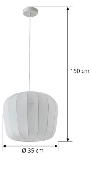 Lindby függőlámpa Helin, fehér, Ø 35 cm, anyagból készült, dimmelhető, Fehér / opál, Nappali / Étkező, Textil / szövet / selyem, Modern