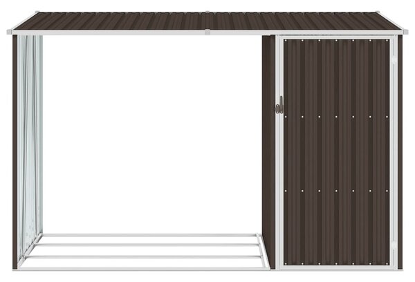 Barna horganyzott acél kerti tűzifatároló 245 x 98 x 159 cm