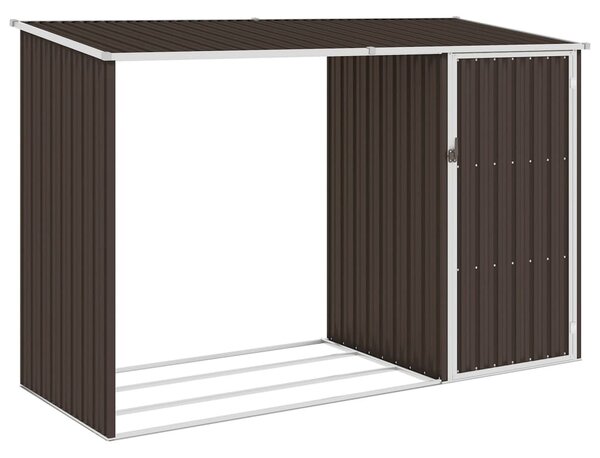 Barna horganyzott acél kerti tűzifatároló 245 x 98 x 159 cm