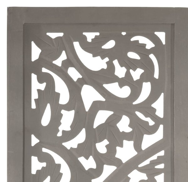 3-paneles szürke mangófa kézzel faragott térelválasztó 120x165cm
