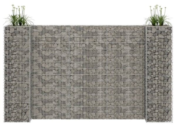 H alakú acéldrót virágtartó gabion 260 x 40 x 150 cm